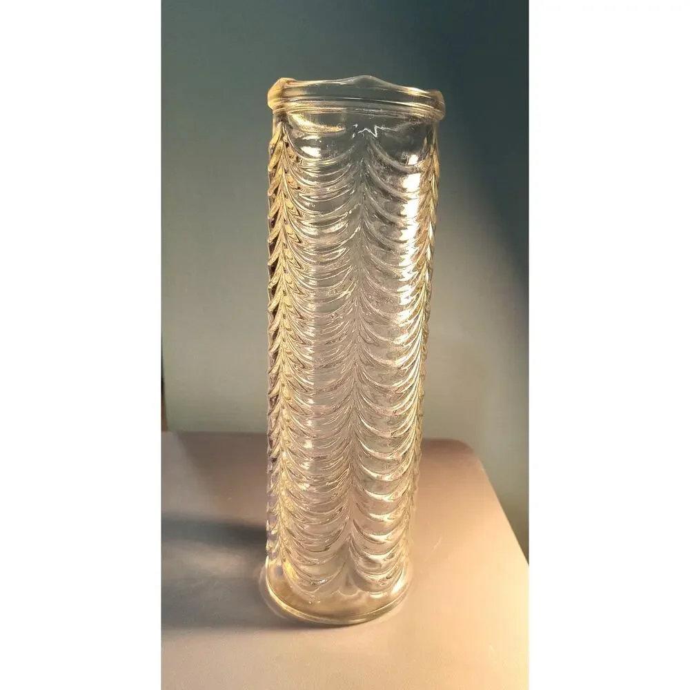 777. Cylindrical Glass Vase Scalloped Rim Swag Curtain Design